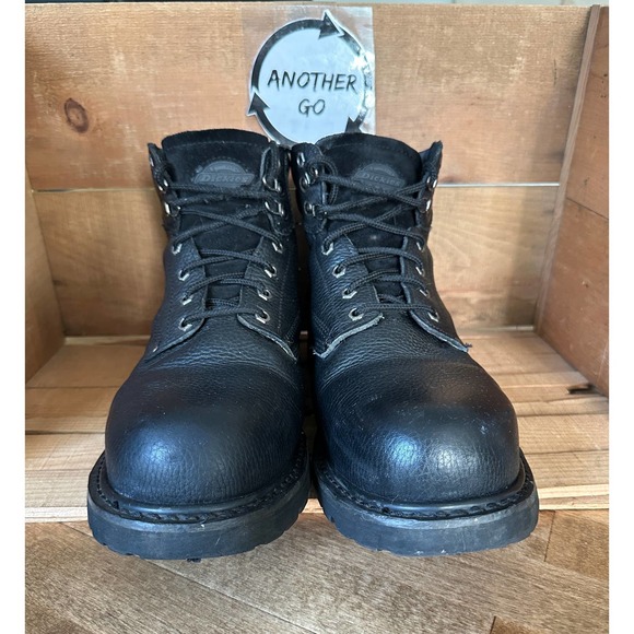 Men’s Dickies Black Steel Toe Work Boots 6 Inch Size 12 Slip Resistant - Picture 2 of 12